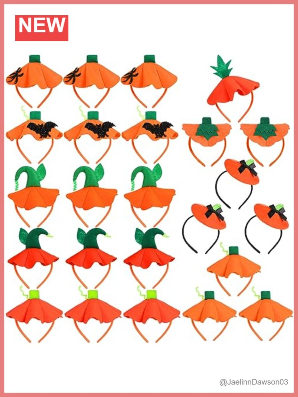 24 Pack Halloween Pumpkin Headbands Non Woven Fabric One Size Costume Party